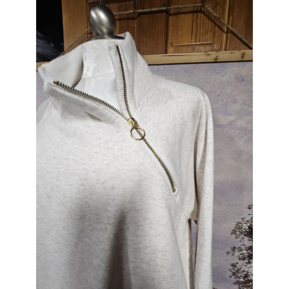 Athleta Women XL Beige Karma Sweatshirt Pullover Tunic Top Jacket Shirt - Picture 5 of 11